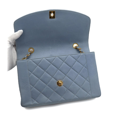 VINTAGE CHANEL MATELASSE CHAIN SHOULDER BAG LIGHT BLUE LAMB SKIN GOLD HARDWARE 90334503