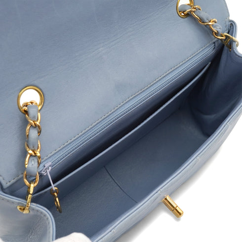 VINTAGE CHANEL MATELASSE CHAIN SHOULDER BAG LIGHT BLUE LAMB SKIN GOLD HARDWARE 90334503