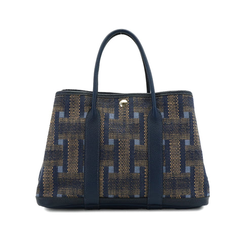 HERMES GARDEN PARTY TPM NAVY TOILE MOSAIC BUFFLE HAND BAG 2009 SQUARE M 90334863