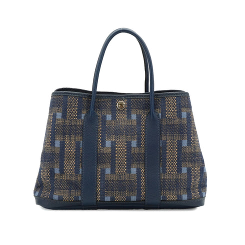 HERMES GARDEN PARTY TPM NAVY TOILE MOSAIC BUFFLE HAND BAG 2009 SQUARE M 90334863
