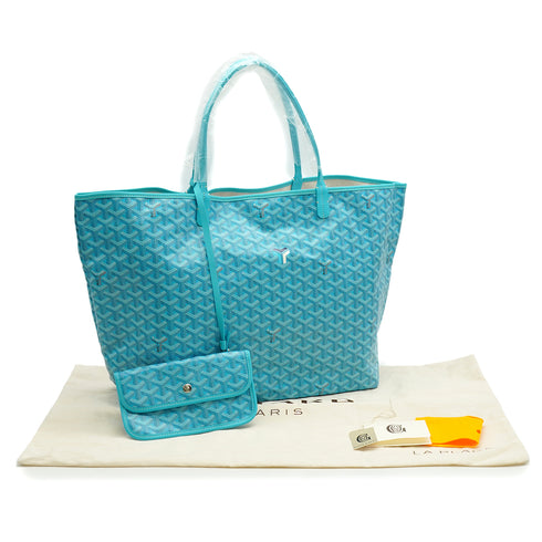 GOYARD 2024 LIMITED EDITION SAINT LOUIS GM TOTE BAG TURQUOISE BLUE GOYARDINE CANVAS 90340458