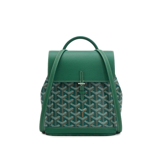GOYARD ALPIN MINI GREEN TAN GOYARDINE CANVAS PALLADIUM HARDWARE 90350426