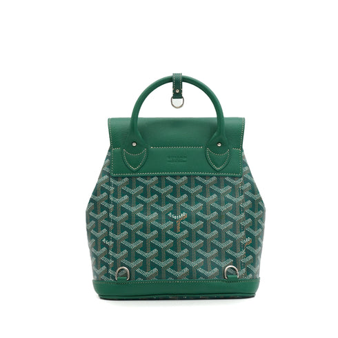 GOYARD ALPIN MINI GREEN TAN GOYARDINE CANVAS PALLADIUM HARDWARE 90350426