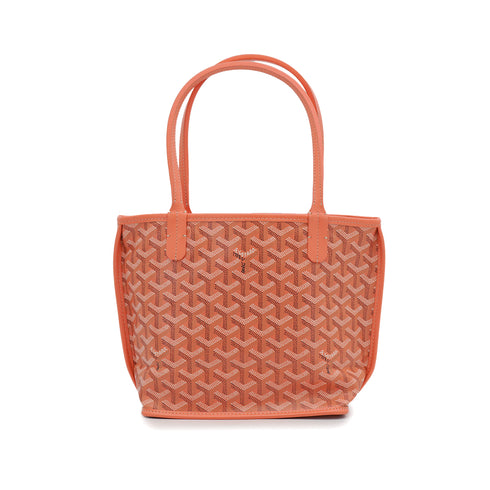 GOYARD ANJOU MINI REVERSIBLE TOTE BAG SALMON PINK GOYARDINE CANVAS 90350427