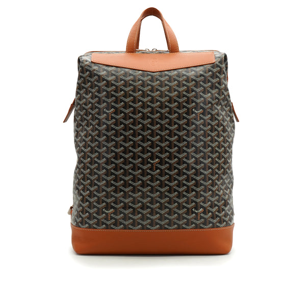 GOYARD CISALPIN BAG PACK BLACK TAN GOYARDINE CANVAS PALLADIUM HARDWARE 90340456