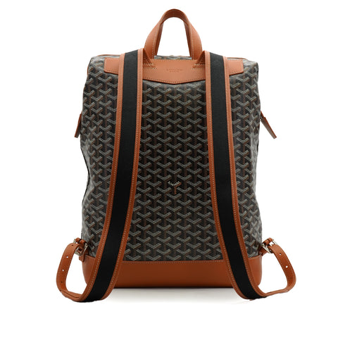GOYARD CISALPIN BAG PACK BLACK TAN GOYARDINE CANVAS PALLADIUM HARDWARE 90340456