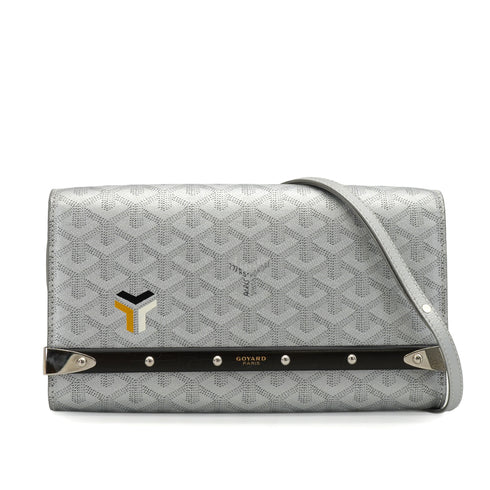 GOYARD MONTE-CARLO PM CLUTCH SHOULDER BAG SILVER PVC LEATHER SILVER HARDWARE 90344096