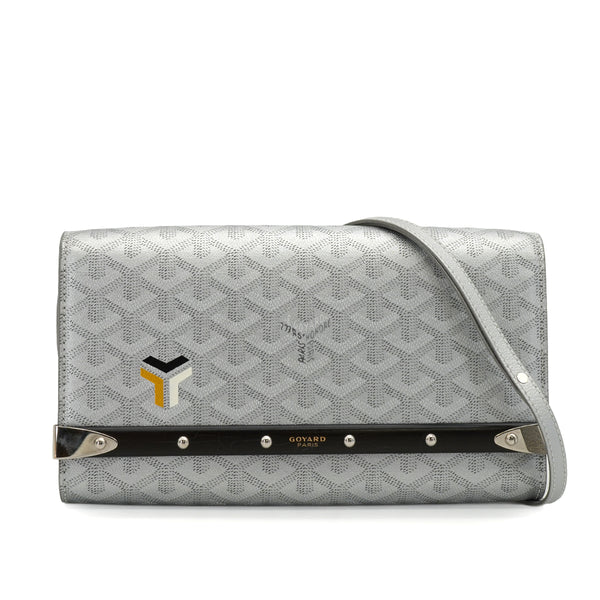 GOYARD MONTE-CARLO PM CLUTCH SHOULDER BAG SILVER PVC LEATHER SILVER HARDWARE 90344096