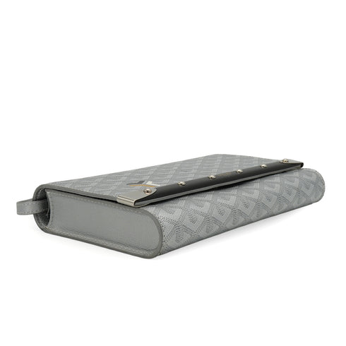 GOYARD MONTE-CARLO PM CLUTCH SHOULDER BAG SILVER PVC LEATHER SILVER HARDWARE 90344096