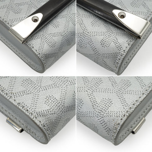 GOYARD MONTE-CARLO PM CLUTCH SHOULDER BAG SILVER PVC LEATHER SILVER HARDWARE 90344096