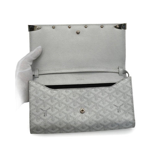 GOYARD MONTE-CARLO PM CLUTCH SHOULDER BAG SILVER PVC LEATHER SILVER HARDWARE 90344096