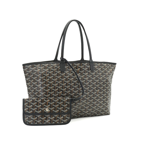 GOYARD SAINT LOUIS PM TOTE BAG BLACK GOYARDINE CANVAS 90344105