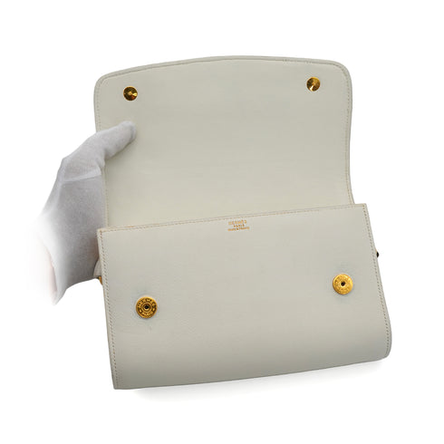 HERMES DOGGY MEDOR WHITE VEAU GARINE SHOULDER BAG 1992 CIRCLE V GOLD HARDWARE 90344087
