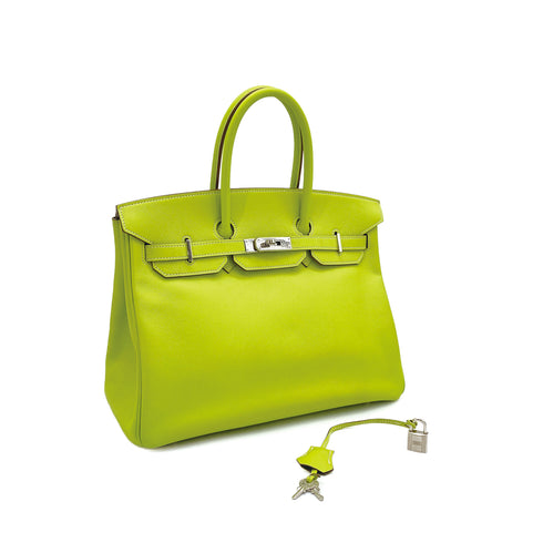 HERMES CANDY BIRKIN 35 KIWI LICHEN EPSOM HAND BAG 2011 SQUARE O PALLADIUM HARDWARE 90311828