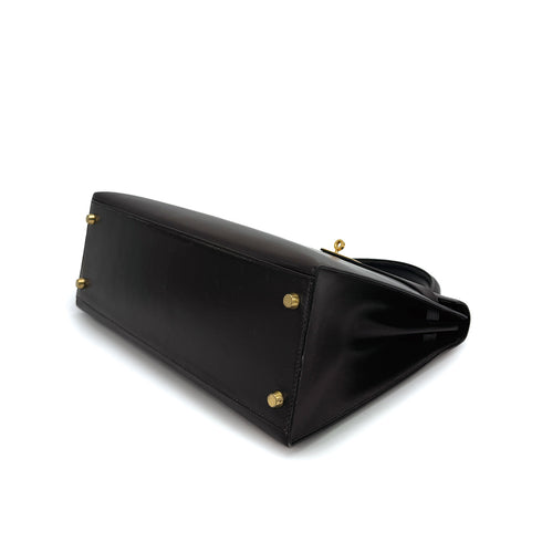 HERMES KELLY 32 SELLIER CHOCOLAT BOXCALF HAND SHOULDER BAG 2000 SQUARE D GOLD HARDWARE 90311267