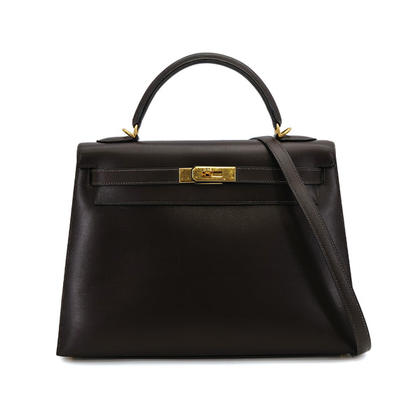 HERMES-KELLY-32-SELLIER-CHOCOLAT-BOXCALF-HAND-SHOULDER-BAG-2000-SQUARE-D-GOLD-HARDWARE-japan