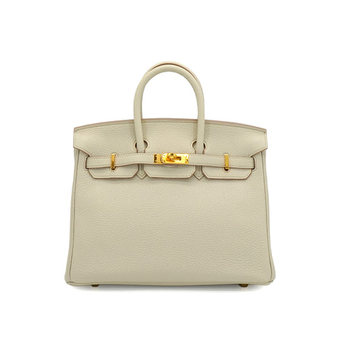 HERMES BIRKIN 25 BETON TOGO HAND BAG 2022 U STAMP GOLD HARDWARE 90338880