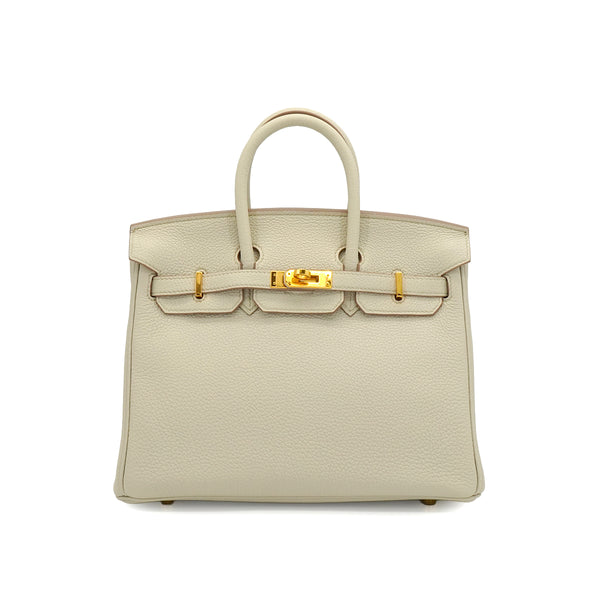 HERMES BIRKIN 25 BETON TOGO HAND BAG 2022 U STAMP GOLD HARDWARE 90338880