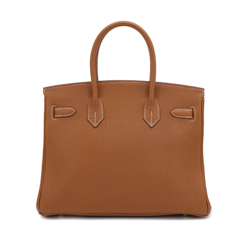 HERMES BIRKIN 30 GOLD TOGO HAND BAG 2002 SQUARE F GOLD HARDWARE 90314361