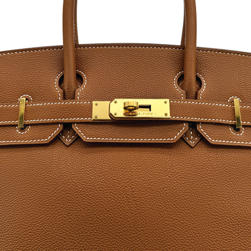 HERMES BIRKIN 30 GOLD TOGO HAND BAG 2002 SQUARE F GOLD HARDWARE 90314361