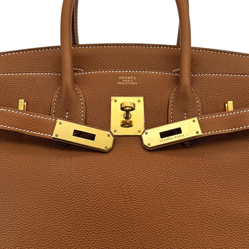 HERMES BIRKIN 30 GOLD TOGO HAND BAG 2002 SQUARE F GOLD HARDWARE 90314361