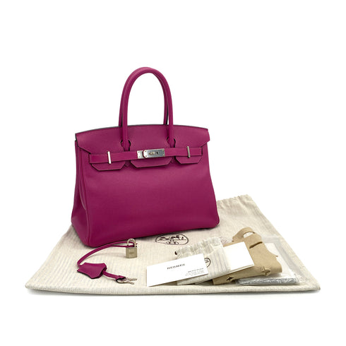 HERMES BIRKIN 30 ROSE PURPLE EPSOM HAND BAG 2018 C STAMP PALLADIUM HARDWARE 90311960
