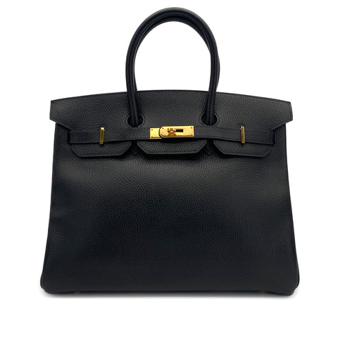 HERMES BIRKIN 35 BLACK ARDENNES HAND BAG 1996 CIRCLE Z GOLD HARDWARE 90318192