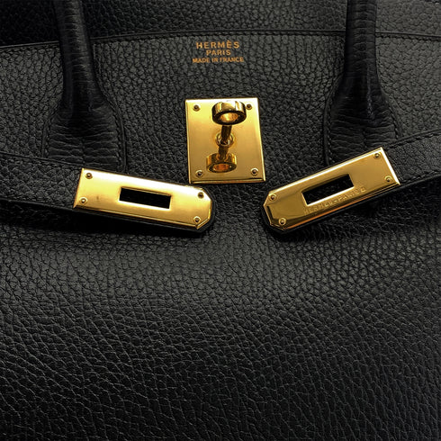 HERMES BIRKIN 35 BLACK ARDENNES HAND BAG 1996 CIRCLE Z GOLD HARDWARE 90318192
