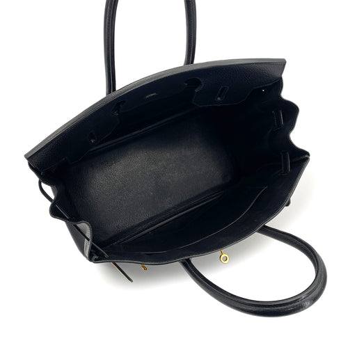 HERMES BIRKIN 35 BLACK ARDENNES HAND BAG 1998 SQUARE B GOLD HARDWARE 90310825 - PURPOSE