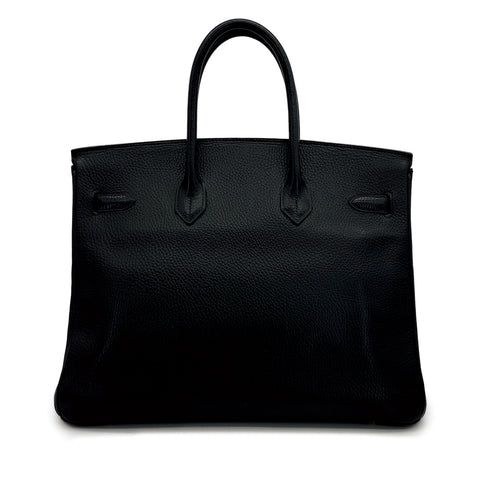 HERMES BIRKIN 35 BLACK ARDENNES HAND BAG 1998 SQUARE B GOLD HARDWARE 90310825 - PURPOSE