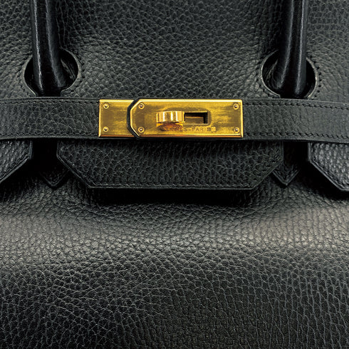 HERMES BIRKIN 35 BLACK ARDENNES HAND BAG 1998 SQUARE B GOLD HARDWARE 90310825 - PURPOSE