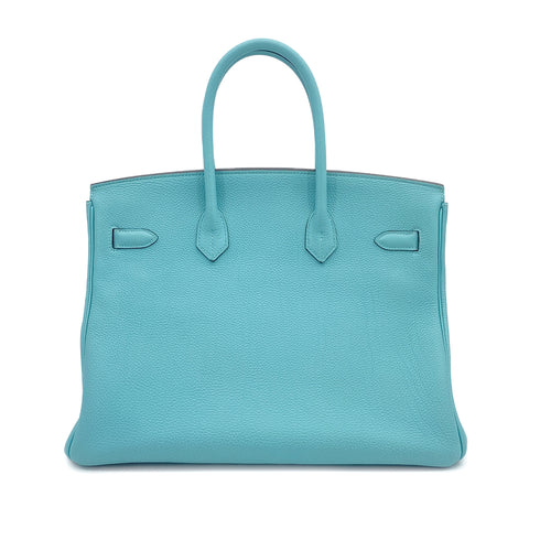 HERMES BIRKIN 35 BLUE ATOLL TOGO HAND BAG 2015 T GOLD HARDWARE 90311826