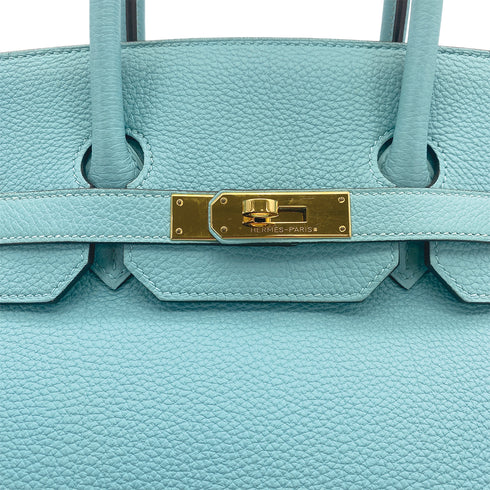 HERMES BIRKIN 35 BLUE ATOLL TOGO HAND BAG 2015 T GOLD HARDWARE 90311826