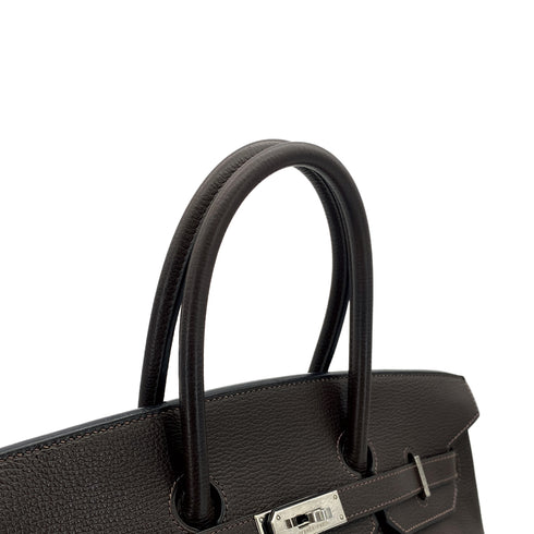 HERMES BIRKIN 35 CHOCOLAT VACHE LIEGEE HAND BAG 2006 SQUARE J PALLADIUM HARDWARE 90311825
