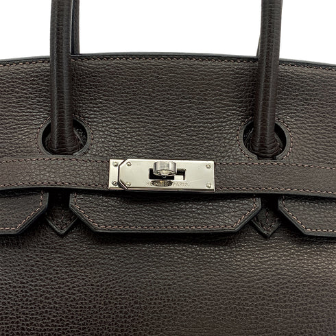 HERMES BIRKIN 35 CHOCOLAT VACHE LIEGEE HAND BAG 2006 SQUARE J PALLADIUM HARDWARE 90311825
