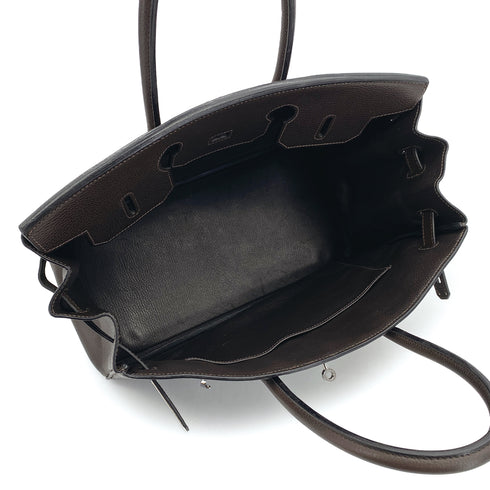 HERMES BIRKIN 35 CHOCOLAT VACHE LIEGEE HAND BAG 2006 SQUARE J PALLADIUM HARDWARE 90311825