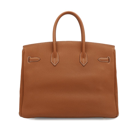 HERMES BIRKIN 35 GOLD TOGO HAND BAG 2002 SQUARE F GOLD HARDWARE 90338874