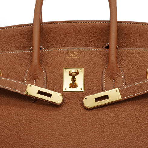 HERMES BIRKIN 35 GOLD TOGO HAND BAG 2002 SQUARE F GOLD HARDWARE 90338874