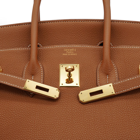 HERMES BIRKIN 35 GOLD TOGO HAND BAG 2002 SQUARE F GOLD HARDWARE 90338874
