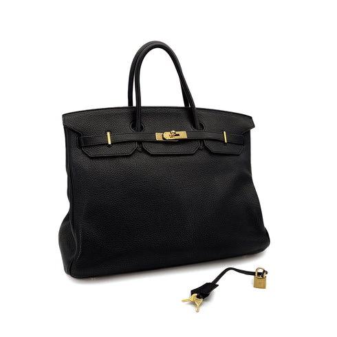 HERMES BIRKIN 40 BLACK TOGO 2010 SQUARE N GOLD HARDWARE 90311829