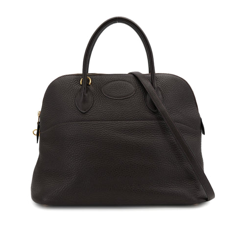 HERMES BOLIDE 35 CHOCOLAT TAURILLON CLEMENCE HAND SHOULDER BAG 2002 SQUARE F GOLD HARDWARE 90310317 - PURPOSE