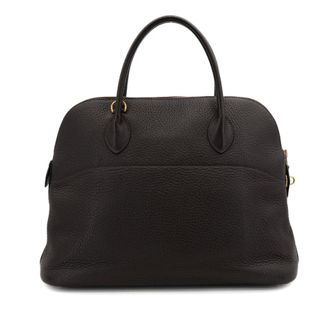 HERMES BOLIDE 35 CHOCOLAT TAURILLON CLEMENCE HAND SHOULDER BAG 2002 SQUARE F GOLD HARDWARE 90310317 - PURPOSE