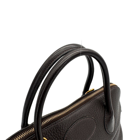 HERMES BOLIDE 35 CHOCOLAT TAURILLON CLEMENCE HAND SHOULDER BAG 2002 SQUARE F GOLD HARDWARE 90310317 - PURPOSE