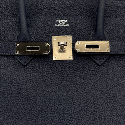 HERMES BIRKIN 35 VERSO BLUE NUIT ORANGE POPPY TOGO HAND BAG 2017 A PALLADIUM HARDWARE 90311827