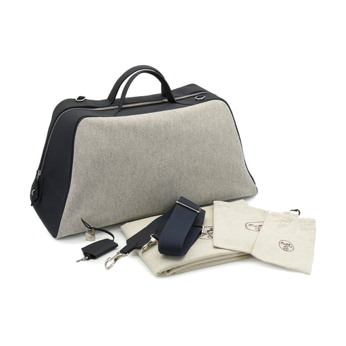 HERMES CAVOUR 48H BLUE INDIGO TOILE H TAURILLON CRISTOBAL BOSTON BAG 2019 D STAMP PALLADIUM HARDWARE 90340495