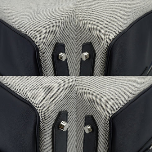 HERMES CAVOUR 48H BLUE INDIGO TOILE H TAURILLON CRISTOBAL BOSTON BAG 2019 D STAMP PALLADIUM HARDWARE 90340495