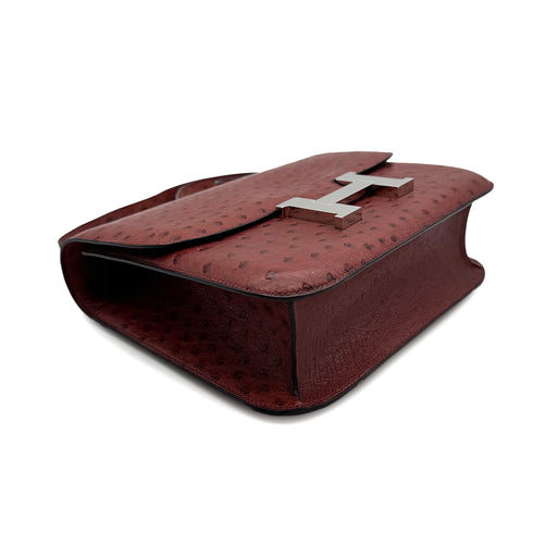 HERMES CONSTANCE 24 ROUGE H OSTRICH SHOULDER BAG 2000 SQUARE D PALLADIUM HARDWARE 90314449