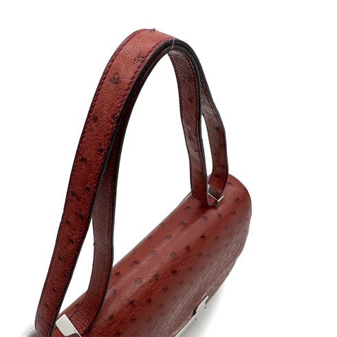 HERMES CONSTANCE 24 ROUGE H OSTRICH SHOULDER BAG 2000 SQUARE D PALLADIUM HARDWARE 90314449