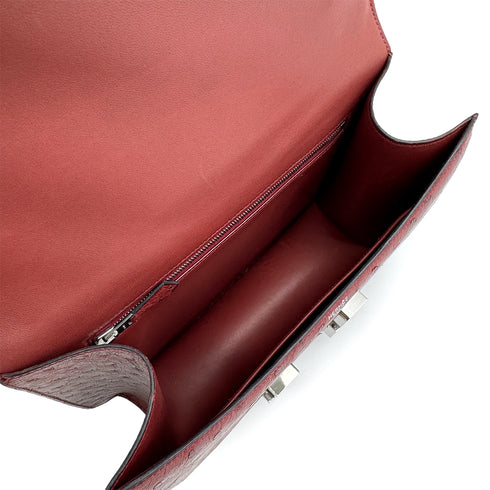 HERMES CONSTANCE 24 ROUGE H OSTRICH SHOULDER BAG 2000 SQUARE D PALLADIUM HARDWARE 90314449