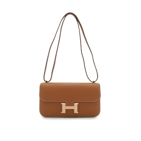 HERMES CONSTANCE ELAN GOLD EPSOM SHOULDER BAG 2025 K STAMP ROSE GOLD HARDWARE 90335784